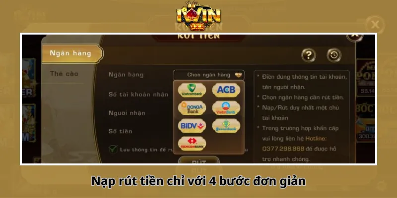 Nạp rút tiền chỉ với 4 bước đơn giản